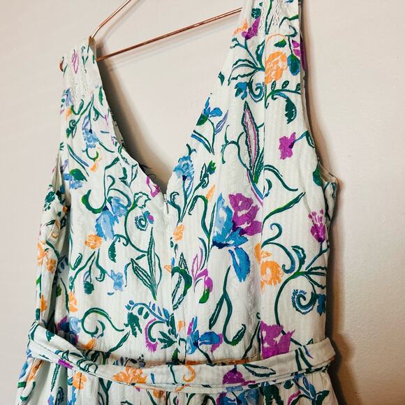 TANYA TAYLOR Women's Neves White Floral Wrap Tie Waist V-Neckline Dress Size 14 - Picture 12 of 16